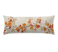 Bolster Pillow Cases 40 x 145 Orange Color Side Sleeper Pillow Cover Flowers Long Pillows for Sleeping, Soft Velvet Decorative Pillows Cases with Invisible Zipper Maternity Long Body Pillowcase Q-970