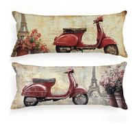 Bolster Pillow Cases 40x120cm Retro Pillow Cases 2 pack Paris Cushion Covers Linen Bolster Cushion Improve Sleep Decorative Pillows Double-Sided Printing Invisible Zipper for Sofa Bedroom Bed,Model426