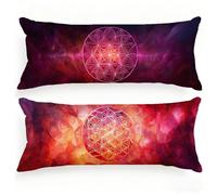 Bolster Pillow Cases 60x180cm Dream Pillow Cases 2 pack Flowers Cushion Covers Linen Bolster Cushion Decorative Pillows Double-Sided Printing with Invisible Zipper for Sofa Bedroom Bed, Model753