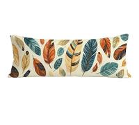 Bolster Pillow Cases Beige Long Pillowcase Feather Body Pillow Cover 90 x 30 cm, Soft Velvet Cushion Covers for Side-Lying & Maternity Support, Double-Sided Print Pillowcase for Bed Sofa Decor O0-269