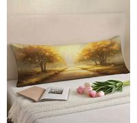 Bolster Pillow Cases Gold Side Sleeper Pillow Cover 16 x 56in/40 x 140 cm Autumn Body Pillows, Double-Sided Printing Large Pillow Cases, Headboard Cushion, Comfort Soft Velvet Long Pillowcase w-1127