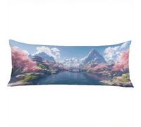 Bolster Pillow Cases Japan Side Sleeper Pillow Cover 16 x 48in/40 x 120 cm Landscape Body Pillows,Double-Sided Printing Large Pillow Cases,Headboard Cushion,Comfort Soft Velvet Long Pillowcase w-1250