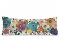 Bolster Pillow Cases Northern Europe Body Pillow Cover 24x72 Inch Flower Cushion Covers Velvet Soft Pillowcases, Double-Sided Printing with Invisible Zipper Cushions for Sofa Bedroom Bed, Model96