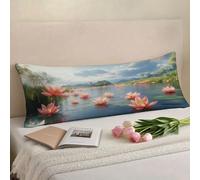 Bolster Pillow Cases Pink Side Sleeper Pillow Cover 24 x 72in/60 x 180 cm Green Body Pillows, Double-Sided Printing Large Pillow Cases, Headboard Cushion, Comfort Soft Velvet Long Pillowcase w-149