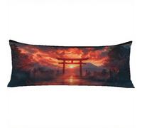 Bolster Pillow Cases Red Side Sleeper Pillow Cover 16 x 48in/40 x 120 cm Landscape Body Pillows, Double-Sided Printing Large Pillow Cases, Headboard Cushion, Comfort Soft Velvet Long Pillowcase w-1340