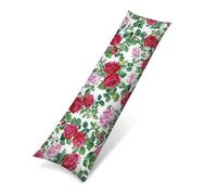 Bolster Pillow Cases, Velvet Body Pillow Cover with Hidden Zipper 22 x 65 Inch, Ultra Soft and Decorative Long Pillowcase - Breathable, Anti-Fading Cushion Case for Bedroom Bed Sofa red roses 0J-332