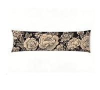 Bolster Pillow Cases, Velvet Side Sleeper Pillow 14x42 inch, Ultra Soft Body Pillows with Hidden Zipper, Decorative Long Pillowcase for Bed Sofa, Body Pillow Cover black flower Machine Washable E0-292