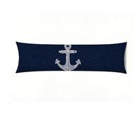 Bolster Pillow Cases, Velvet Side Sleeper Pillow 16x57 inch,Soft Body Pillows with Hidden Zipper, Decorative Long Pillowcase for Bed, Body Pillow Cover Water Army Blue Anchor Machine Washable E0-860