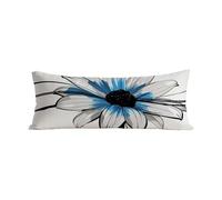 Bolster Pillow Cover 40 x 110 cm Cushion Cover White Bolster Pillowcase Breathable Linen Long Pillow Case Daisy Double Sided Print Side Sleeping Pregnancy Pillowcase for Sofa Bed Gifts for Women G-247