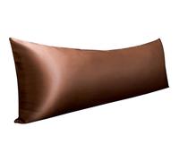 Bolster Pillow Cover Ultra Soft Satin Long Body Pillowcase With Envelope Closure, Cooling And Smooth Body Pillow Cover For Hair And Skin(Coffee)