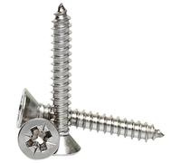 Bolt Base 2.2mm x 25mm / No.2 x 1" A2 Stainless Steel Pozi Countersunk Self Tappers Tapping Screws Din 7982-10 Pack