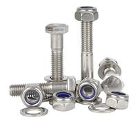 Bolt Base M10 x 100 A2 Stainless Steel Hex Head Bolt + Nyloc Lock Nuts & Flat Washers Kit (10 Each)