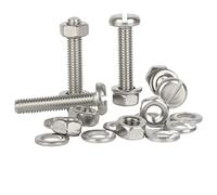 Bolt Base M4 x 16 Stainless Steel Slotted Pan Head Machine Screws + Full Nuts & Washers (50 Each)
