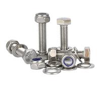 Bolt Base M5 x 35 A2 Stainless Steel Hexagon Head Set Screws + Nyloc Lock Nuts & Washers (50 Each)