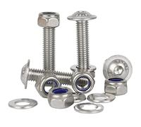 Bolt Base M6 x 25 A2 Stainless Steel Flanged Button Screws + Nyloc Nuts & Washers Kit (50 Each)