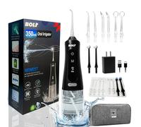 Bolt Cordless Dental Water Flosser for Teeth, Gums, Braces, Tongue - Hard Plague Remover. 350ml Water Tank, 9 Modes, Digital Display, Travel Bag, 8 Nozzles, Type C Charger, Storage Box