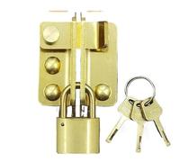 Bolt Door Latch, Wooden Door Bolt with Open Lock Buckle(Brass,9.8x4cm)