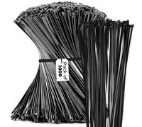 Bolt Dropper 12 Inch Zip Cable Ties Black (1000 Pack), 40lbs Tensile Strength - Heavy Duty, Self-Locking Premium Nylon Cable Wire Ties for Indoor and Outdoor by