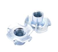 Bolt Dropper T-Nut Zinc Carbon Steel - Tee Nuts 4-Prong Design, M6x9mm - Threaded Inserts for Wood, Metal, or Steel Sheeting - Easy to Use Assorted T-Nuts for Various Bolts - Set of 100
