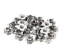 Bolt Dropper T-Nuts - Stainless Steel 4-Pronged Tee Nut, M8x11mm - Dependable Hardware for Fastening Wood, Particle or Composite Material Workpieces - Set of 25