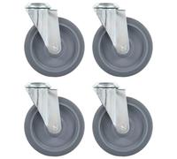 Bolt Hole Swivel Casters 125mm Grey TPR Zinc-Coated Iron 4pcs Set 80kg Load Pro