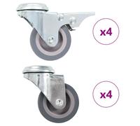 Bolt Hole Swivel Casters 50mm Grey TPR Zinc-coated Iron M10 8pcs (4 with brakes)