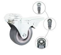 Bolt Hole Swivel Casters 8pcs Grey 50mm TPR Zinc-Coated Iron 4 Brakes FloorSafe