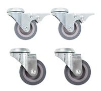 Bolt Hole Swivel Casters 8pcs Grey 50mm TPR Zinc-Coated Iron 4 Brakes FloorSafe