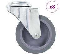Bolt Hole Swivel Casters Grey 75mm TPR Zinc-Coated Iron 8pcs M10 92mm Quiet Pack