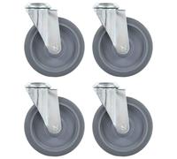 vidaXL 4x Bolt Hole Swivel Casters 125mm Rubber Drawer Box Bed Trolley Wheel