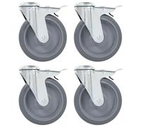 Bolt Hole Swivel Casters With Double Brakes 4 Pcs 125 Mm