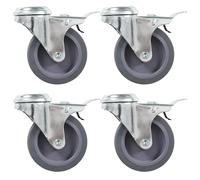 Bolt Hole Swivel Casters with Double Brakes Trolley Wheel Caster TPR vidaXL