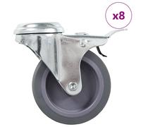 Bolt Hole Swivel Casters with Double Brakes Trolley Wheel Caster TPR vidaXL