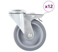 (12 pcs) vidaXL Bolt Hole Swivel Casters with Double Brakes Trolley Wheel Caster TPR