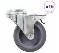 Bolt Hole Swivel Casters with Double Brakes Trolley Wheel Caster TPR vidaXL