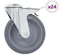 Bolt Hole Swivel Casters with Double Brakes Trolley Wheel Caster TPR vidaXL