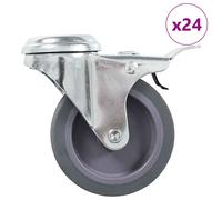 Bolt Hole Swivel Casters with Double Brakes Trolley Wheel Caster TPR vidaXL