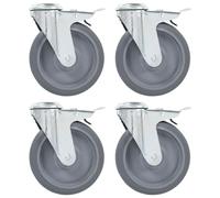 Bolt Hole Swivel Casters with Double Brakes Trolley Wheel Caster TPR vidaXL