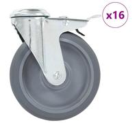 Bolt Hole Swivel Casters with Double Brakes Trolley Wheel Caster TPR vidaXL