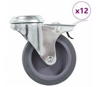 Bolt Hole Swivel Casters with Double Brakes Trolley Wheel Caster TPR vidaXL