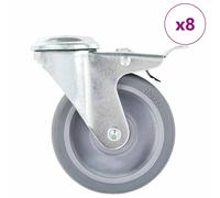 Bolt Hole Swivel Casters with Double Brakes Trolley Wheel Caster TPR vidaXL