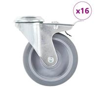 Bolt Hole Swivel Casters with Double Brakes Trolley Wheel Caster TPR vidaXL
