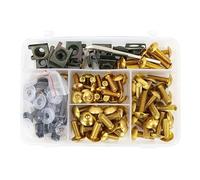 Bolt Nut Kit Motorcycle Fairing Fastener Clips For VFR750F VFR 800 1200F VTR 1000 RC51 Windscreen Screws Bolts Nut Mounting Kits Motorbike Screw Fasteners Fixing(Gold)