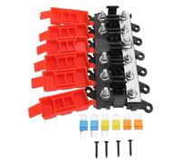 Bolt On Fuse Holder Kit 30A 60A 100A Fuse Copper Base Superior Conductivity Rugged Durability Easy Installation for Automotive Boat RV ABS Metal 6 Fuses 4 Screws (5 ways)