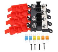 Bolt On Fuse Holder Kit 30A 60A 100A Fuse Copper Base Superior Conductivity Rugged Durability Easy Installation for Automotive Boat RV ABS Metal 6 Fuses 4 Screws (3 Way)
