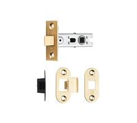 Bolt Through Tubular Latch Heavy Duty Door Latch Durable Steel Construction for Timber Doors with Bolt Through Fixing (Electro Brassed, 76mm - Radius)