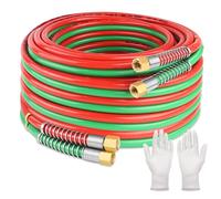 Boltigen 30 Feet Oxygen Acetylene Hose, 1/4inch Grade R Oxy Acetylene Torch Hose with Brass 9/16''-18 LH/RH B Fittings, Stainless Steel Spring Ends Twin Welding Cutting Torch Hose Reel