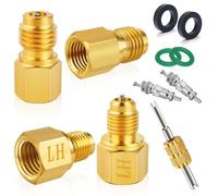 Boltigen R1234YF Refrigerant Tank Adapters, R12 to R1234YF Adapter Connector, 1/2 LH to 1/4 Flare R1234YF Vacuum Pump Adapter Fittings with Valve Core Remover