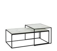 Furniture To Go Bolton Coffee Table Set With White Marble Effect Glass Top & Black Legs