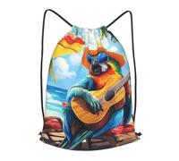 Boltpack A Parrot Playing Guitar Print Drawstring Bags For Yoga Sport Gym, String Backpack Beach Bag Travel Backpack For Men Women Lightweight